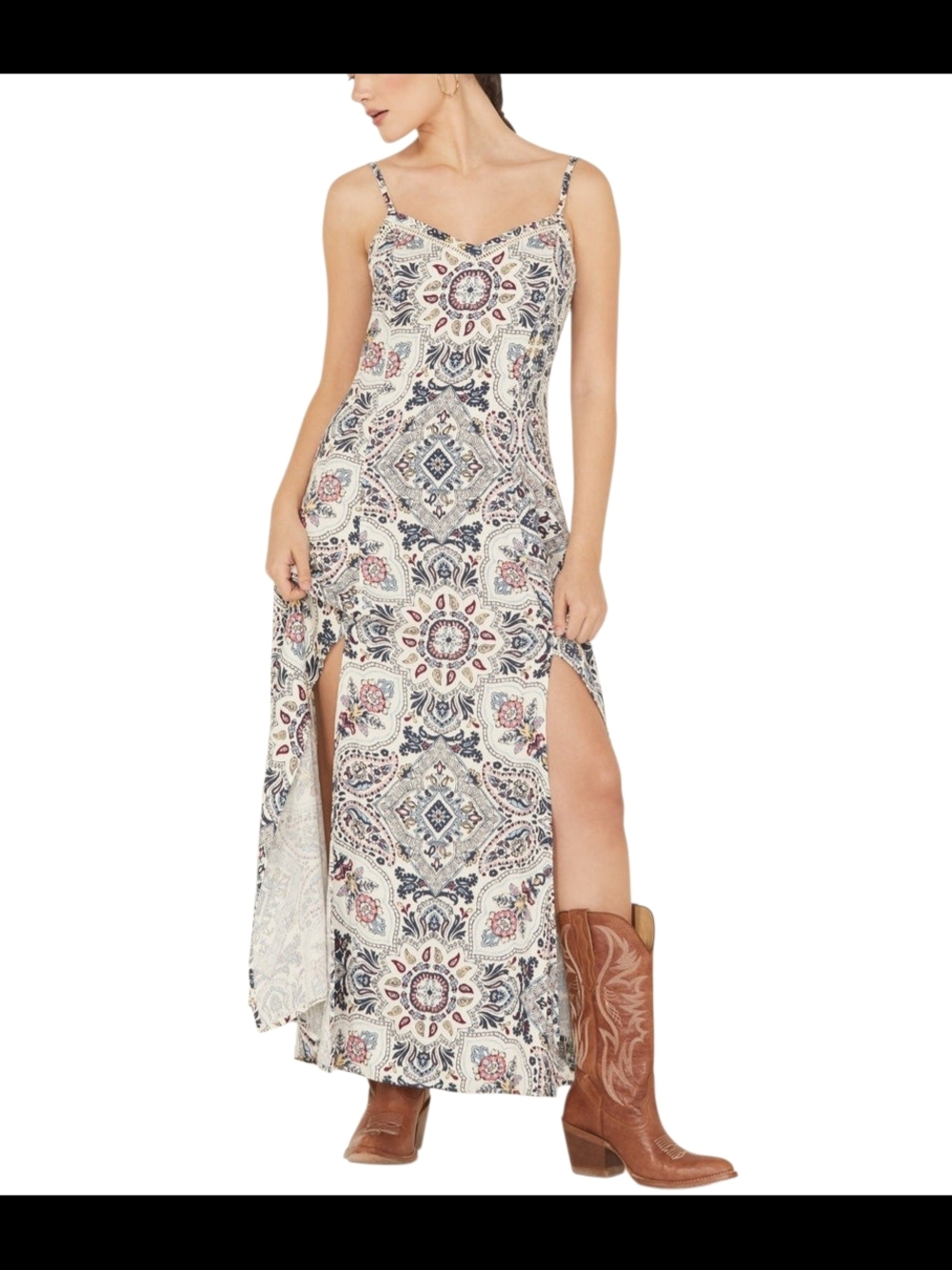 Idyllwind Carver Printed Maxi Dress NWT Ivory Boho Paisley Print Sleeveless